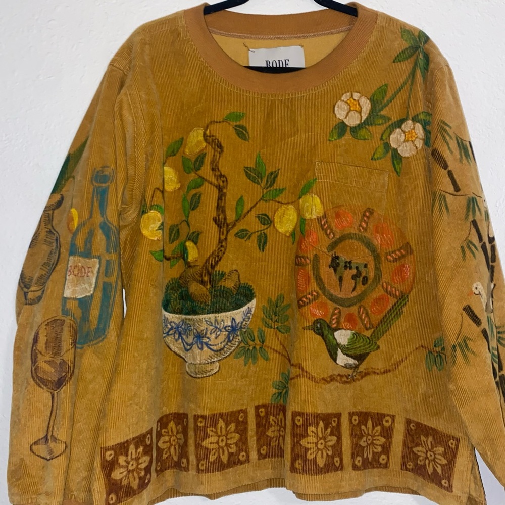Men's Bode La Senior Cords One Of A Kind Pullover (Corn/Yellow) S/M Deadstock